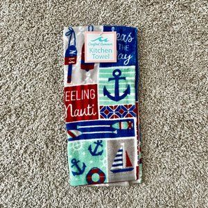 NWT Nautical / Beach Theme Kitchen Decorative Towel; Feeling Nauti; One Towel